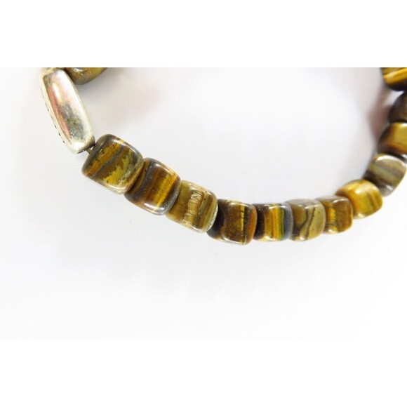 For Repurpose 22 Square Tiger Eye Beads One Silver Oval "Hope" Bead - Picture 6 of 11